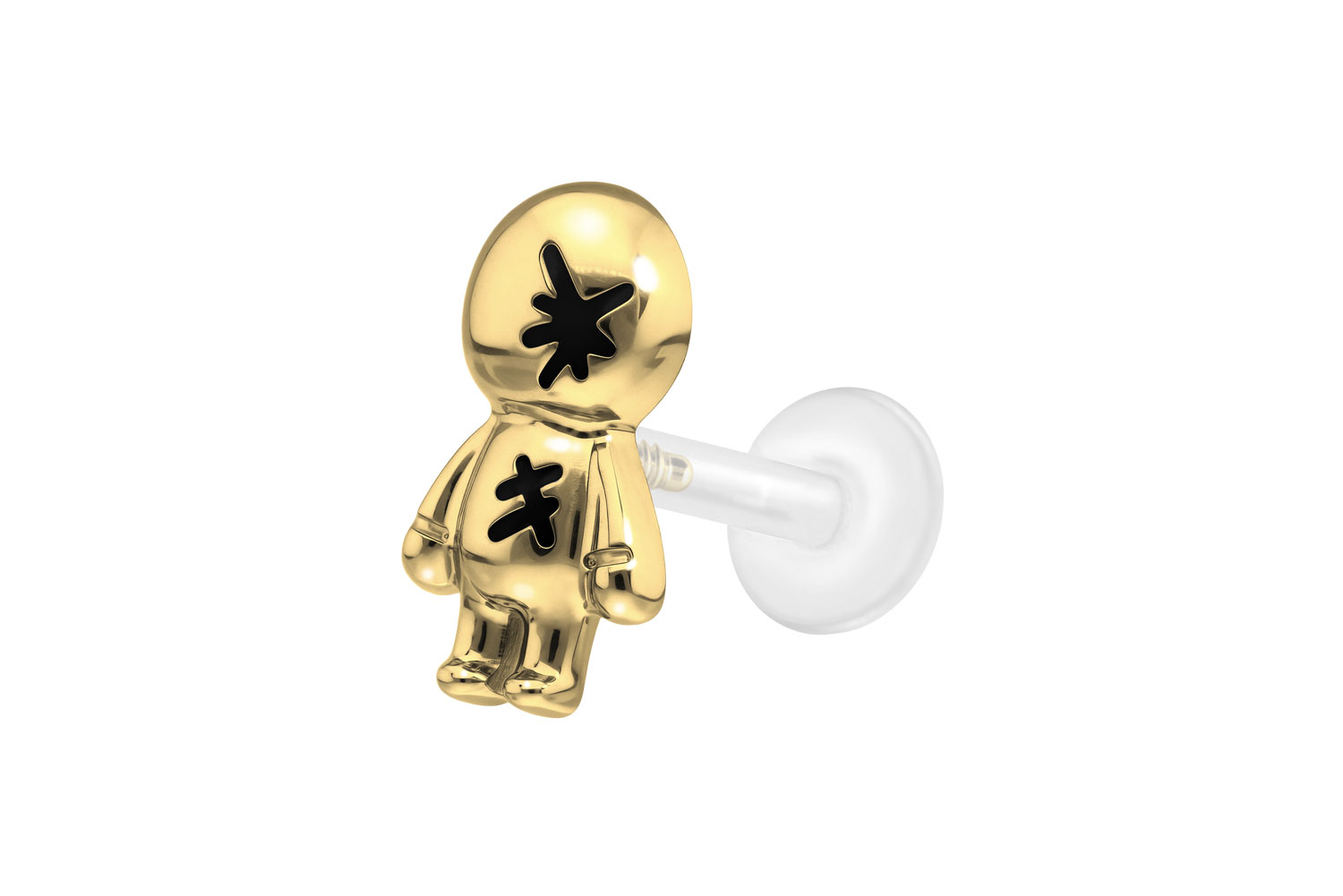 PTFE Labret Piercing mit Innengewinde + Titan-Aufsatz PUPPE